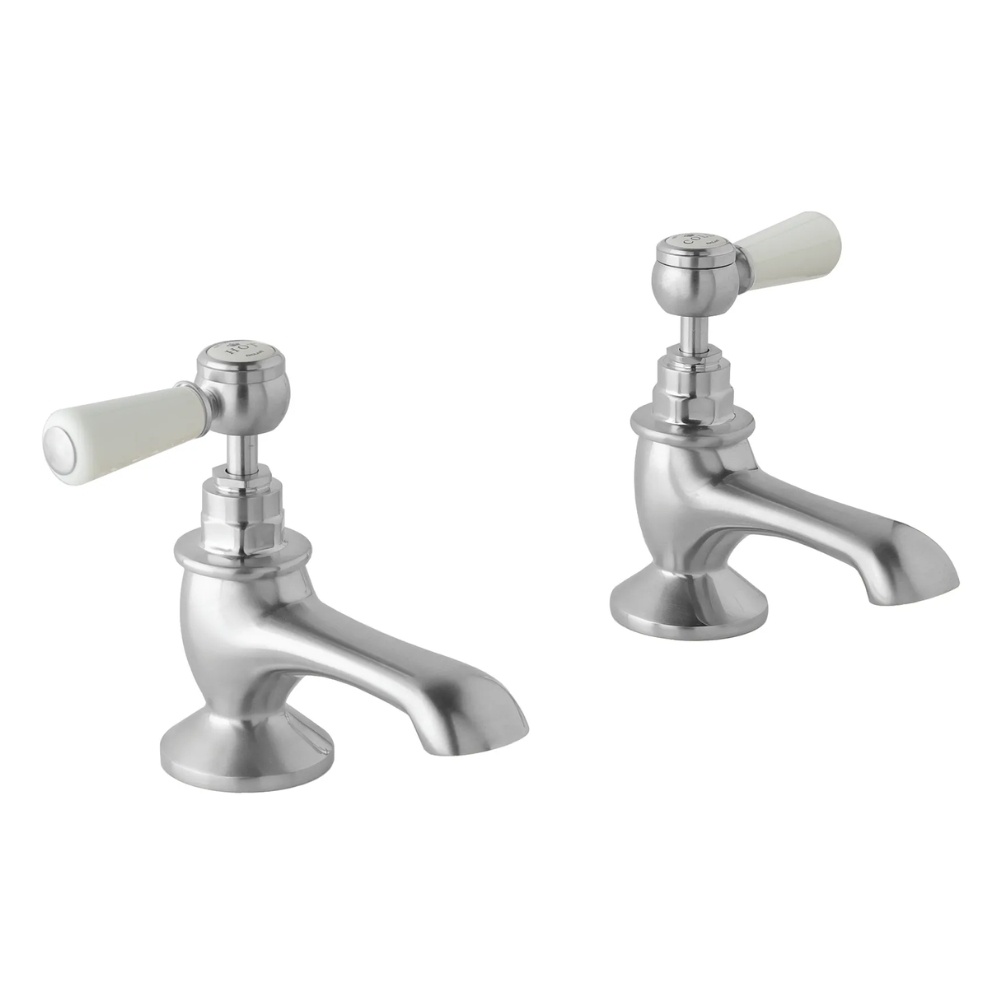 BC Designs Victrion Lever Brushed Chrome Bath Pillar Taps Cut Out